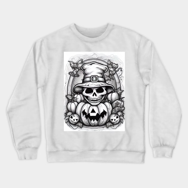 scary witch on white background Crewneck Sweatshirt by Maverick Media